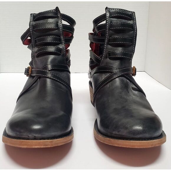 Freebird Boots Booties by Steven 10 Style Stair Black Distressed Leather 98885 - Picture 8 of 15